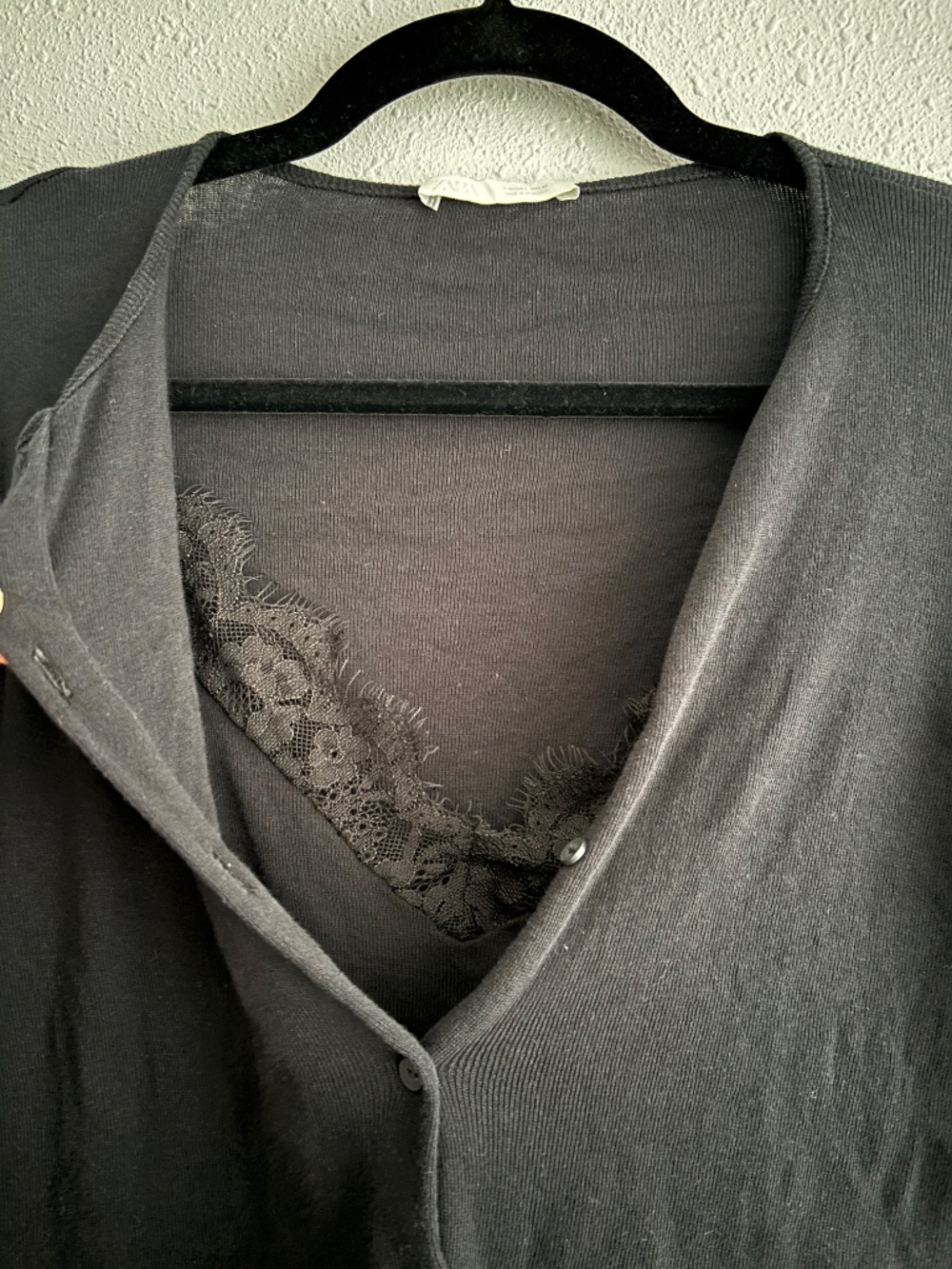 Zara Black LACE TRIMMED COMBINATION CARDIGAN SWEATER AND TOP - Picture 4 of 9